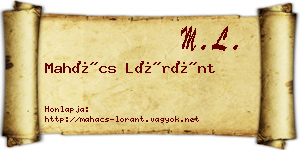 Mahács Lóránt névjegykártya